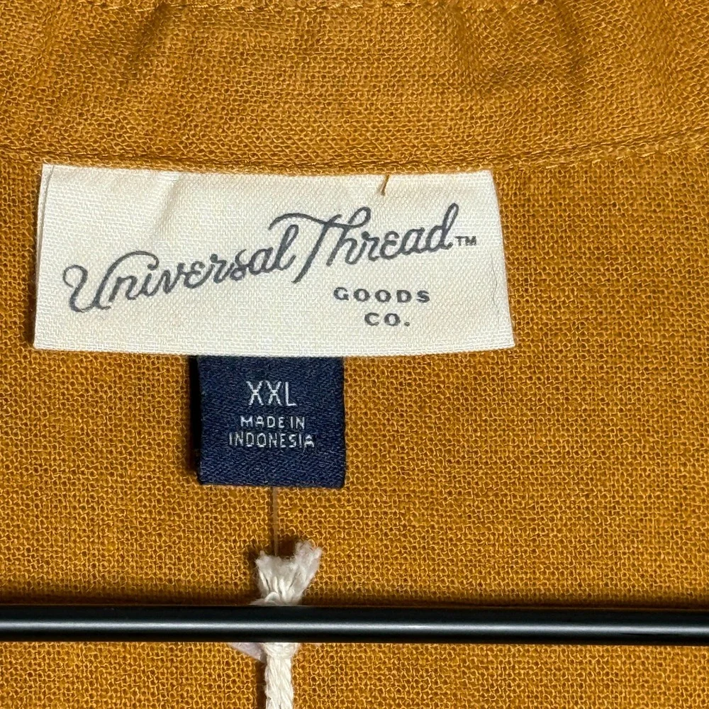 Universal‎ Thread NEW Womens Romper XXL Yellow Buttons Linen Utility Minimalist